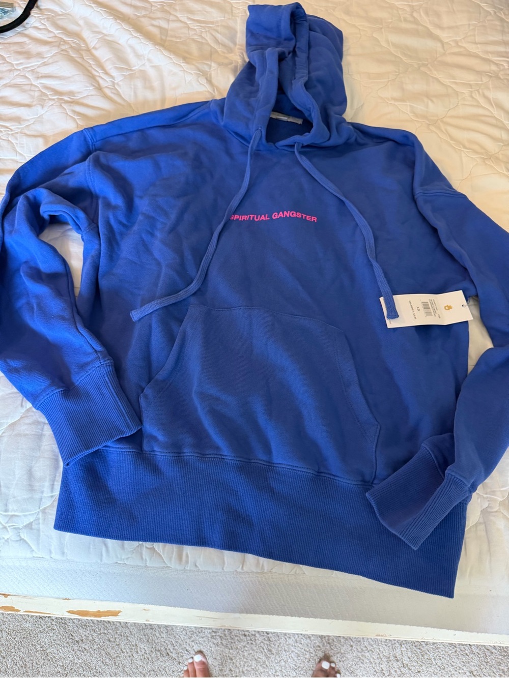 Spiritual Gangster women’s  Royal Blue Hoodie with Pink Logo